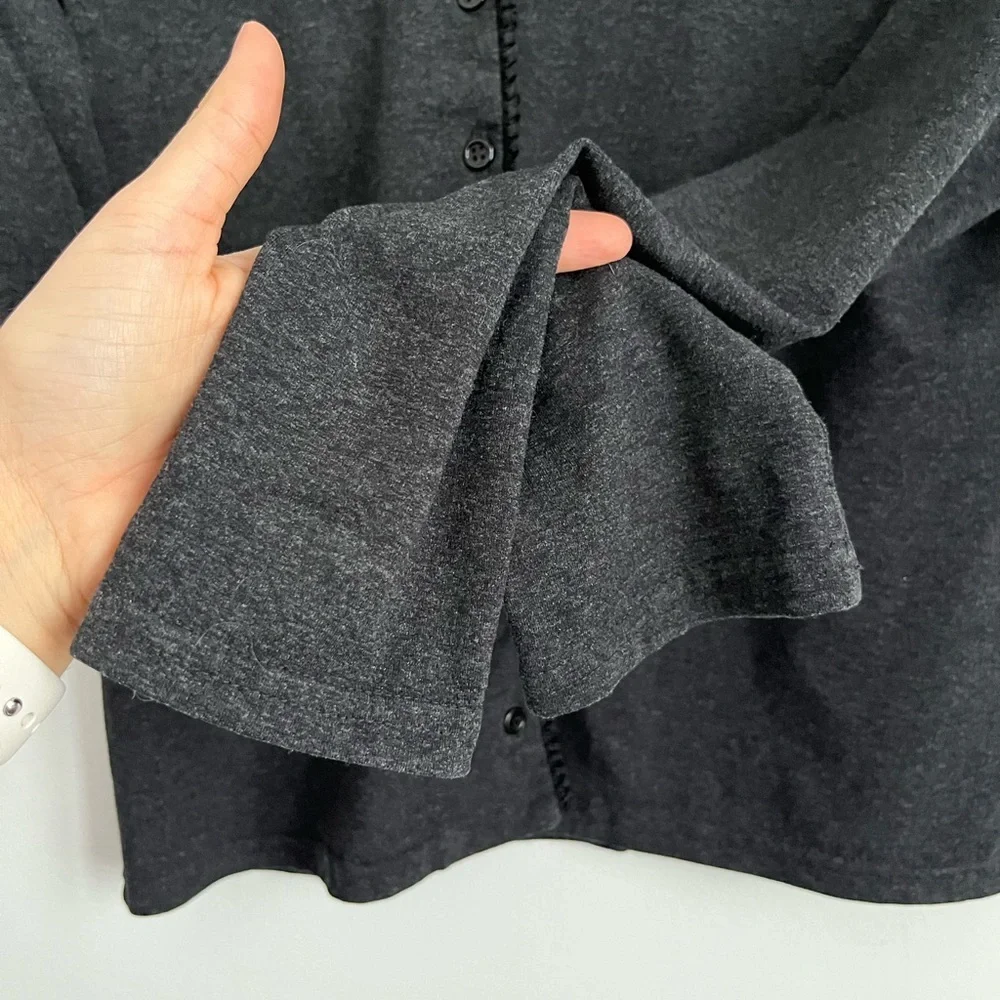 Sandro Women Vintage Unique Dark Gray Button-Up Bow Coquette Cardigan S Small - Picture 4 of 9